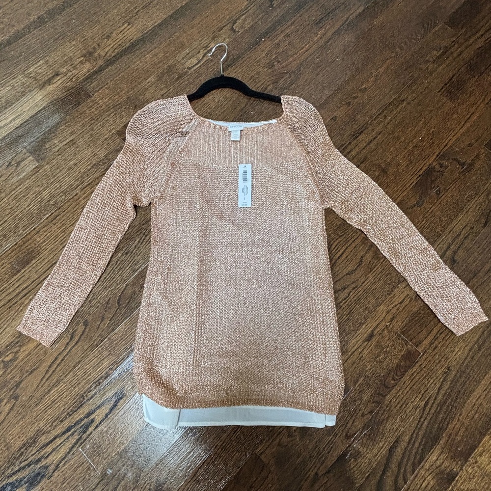 Chico’s Rose Gold Long Sleeve Sweater Resort Wear NWT